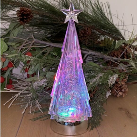 Avon Sparkling Light Up Snow Globe Tree New In Box - Picture 1 of 8